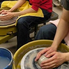Students working with clay in the Creatisphere: Pottery Workshop for Teens