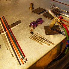 Equipment and materials used in Foundations of Lampworking classes at First City Art Center